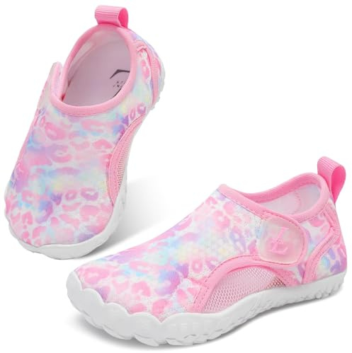 JIASUQI Kids Water Shoes Boys Girls Wide Barefoot Quick Dry Beach Swim Shoes Little Big Kid Indoor Outdoor Anti-Slip Aqua Shoes