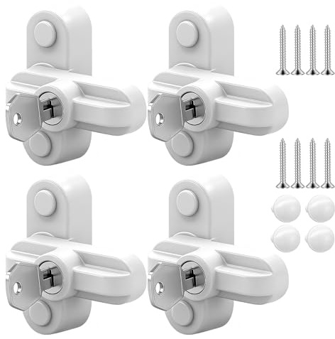 Piuluvor® 4 Stück Fenstersicherung, Fensterschlosser Zinklegierung Einbruchschutz Fenster mit Schlüsseln und Schrauben, Fensterriegel für UPVC PVC Türen (Weiß)