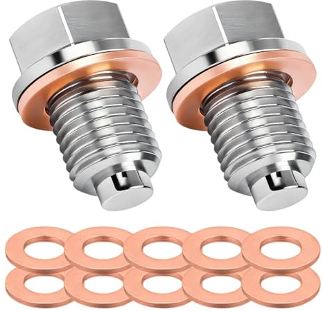 2PCS Magnetische Ölablassschraube M14x1.5 mit Dichtungen, Magnetische Ölablassschraube für Motorölwechsel, Hochwertige Edelstahl Ölschraube mit Magneten für Autos, Motorräder und Boote