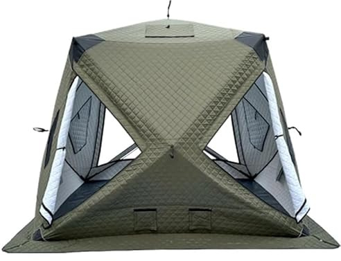 Fisketält Utomhus Vinter Camping Tält Isfiske Vindtätt och Köldbeständigt Förtjockat Bärbart Fiskeverktyg Med Fönster För Vädret(Grön Small)