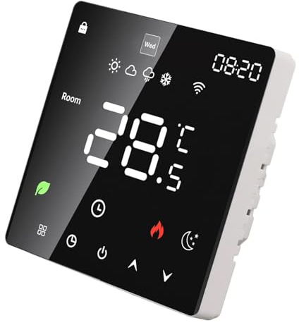 Jopwkuin Smart Termostat Touchscreen LCD-färgskärm Programmerbar för Hemmakontorhotell 4500W AC 90V Till 240V (Standardtyp)