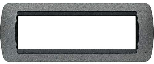 Bticino L4807GF Placca per Punto Luce, Serie Livinglight, in Metallo, Design Innovativo con Spazio Aumentato per le Funzioni, 7 Moduli, Finitura Color Grafite