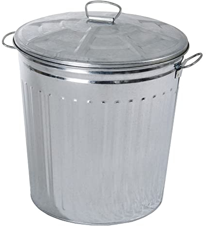 VERDELOOK Bidone per Rifiuti con Coperchio, Diametro 42 cm, Altezza 49 cm, in Zinco, Capienza 62 Litri, Cestino, Pattumiera per Immondizia, per Spazzatura, Bidone con Maniglie