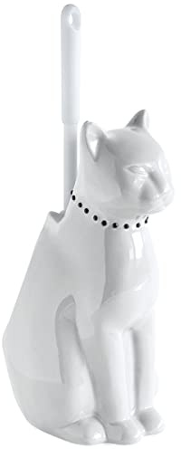 Pot à Balai Brosse WC Chat Blanc ceramique Onyx