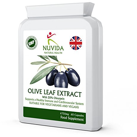 Olive Leaf Extract Capsules with 20% Oleuropein / 60 Olive Leaf Capsules / 450mg / (6750mg Whole Leaf Equivalent) / Vegan and Vegetarian Friendly