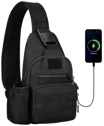 HUNTVP Axelväska taktisk militär bröstväska crossbody axelväskor för män kvinnor, cross-body pack ryggsäck för resor cykling sport klättring vandring
