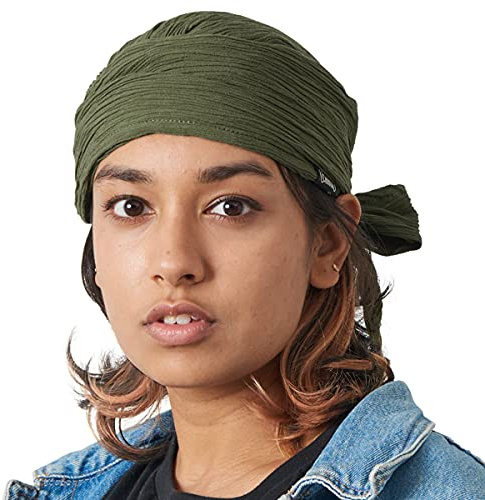 CHARM Pirate Hat Head Scarf - Turban Bandana Cap Boho Scarf Chic Womens Mens Adult Pirate Costume Casualbox Green