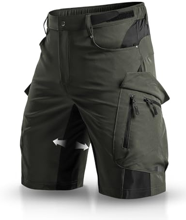 Wespornow Pantalones Cortos 3/4 para Hombre, Bermudas, Cargo al Aire Libre, Impermeables, Pantalones de Senderismo, elásticos, Trekking, Pantalones Deportivos (Verde,XL)
