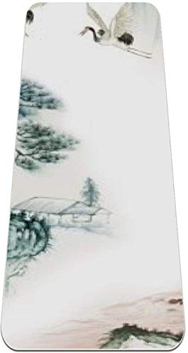 Eslifey Flying Crane Yogamatte, dick, rutschfest, für Damen und Mädchen, Trainingsmatte, weiche Pilates-Matten, (183 x 61 cm, 0,6 cm dick)