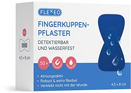 Fingerkuppenpflaster detektierbar blau - 4,5x8cm - 50 St Pflaster Set - Fingerkuppenschutz nach Verletzung - Butterfly band-aid - als Daumenpflaster & Zehenpflaster - wasserfeste Fingerpflaster