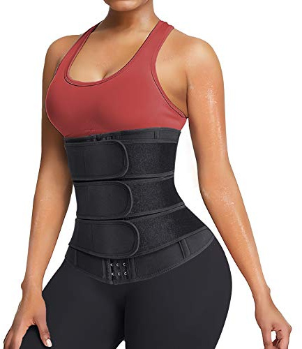 Gotoly Waist Trainer Damen Bauchweggürtel Waist Bauchweg Reißverschluss Sauna Schwitzgürtel zum Abnehmen Taillenformer Fitness Sportgürtel (Schwarz, XXL)