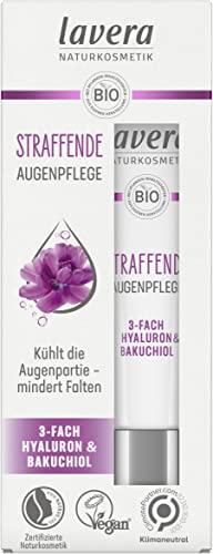lavera Straffende Augenpflege – vegane Augencreme mit 3-fach Hyaluron & Bakuchiol – reduziert Anzeichen von Müdigkeit, unterstützt Spannkraft & pflegt die empfindliche Augenpartie – 15 ml
