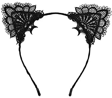 Witeygai Halloween Spitze Katzenohren Haarreif Sexy Stirnband Damen | Spitzendesign, Vielseitig für alle Anlässe, Langlebig & wiederverwendbar, Tragen Sie sich komfortabel