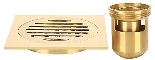 Natudeco Siphon de Sol de Douche Égouttoir de Salle de Bain Laiton Ménage Carré Douche Siphon de Sol avec passoire à Cheveux Amovible Égouttoir à Eau de Salle de Bain Accessoire matériel