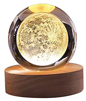 3D Kristall Ball Nachtlicht, Sonnensystem Glaskugel mit Ständer USB Aufladung Nachtlicht Lampe Geburtstag Weihnachts Geschenk für Kinderzimmer Jungen Mädchen Dekoration für Haus Büro Fotografie