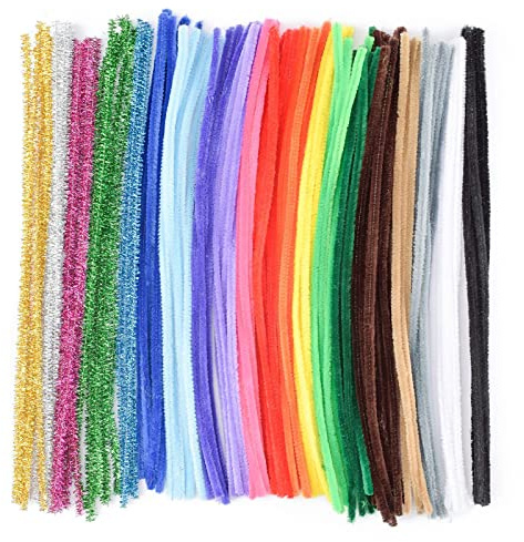 VAESSEN CREATIVE Pfeifenputzer Bunt Zum Basteln, Pfeifenreiniger Set, Bastelset,100 Stück, Biegeplüsch, Basteldraht, Bastelzubehör Kinder, Mehrfarbig inkl. Glitzer, 30 cm x 6 mm