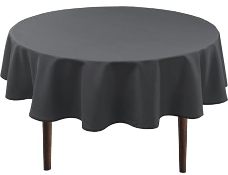 Hiasan Grau Wasserabweisend Tischdecke aus Polyester,Rund160cm,Anti-Falten Tischtuch,geeignet für Küche,Restaurant,Hochzeit | Tischdecken aus Polyester, Tischtuch wasserabweisend mit Lotuseffekt, Kratzfest für Esszimmer Restaurant Party Balkon Garten