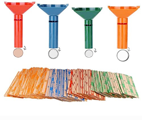 Kirdume Set di Tubi per Monete Easy Wrap | Contamonete e Avvolgi Rotoli per Tutte Le Monete | Rotoli e Tubi di smistamento, 4 Involucri di Monete Assortiti per Penny, Nichel, dimes e Quarti, Comodo