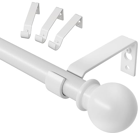 bastone tenda 3 metri bianco, set bastone per tende regolabile con staffa, bastone per tende in metallo diametro 5/8 per esterni, interni, camera da letto, soggiorno, 80-300 cm