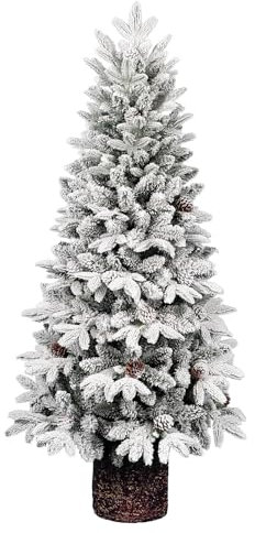 Holyart Weihnachtsbaum im Topf, Modell Pinetto, 120 cm, mit weissen Flocken, Polyethylen und PVC