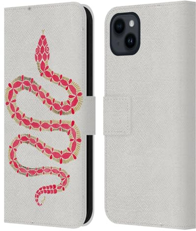 Head Case Designs Licenza Ufficiale Cat Coquillette Rosa Serpente Animali Custodia Portafoglio in Pelle Compatibile con Apple iPhone 15 Plus