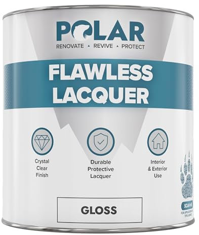 Polar Clear Lacquer Paint - 1 Litre | Gloss Finish | Quick Drying & Durable Lacquer for Wood, Plastic, Metal, Concrete, Glass & Ceramics | Water Resistant Coating for Interior & Exterior Surfaces