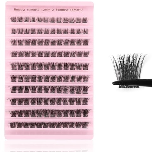 Kiusatig DIY Wimpern Extensions Cluster Lashes, D Curl 8-16mm, 120 Stück | Künstliche Wimpern Einzeln, wiederverwendbare Wimpernverlängerung für einen natürlichen Look