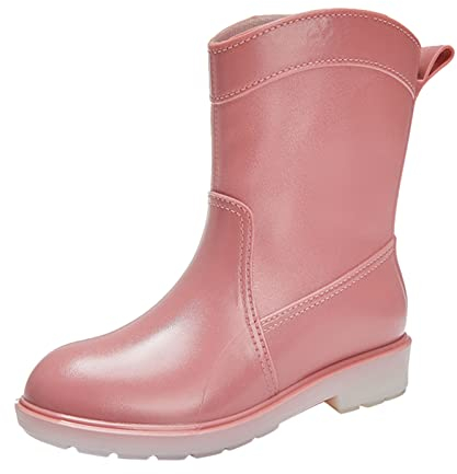 rtdgcv Damenschuhe mit mittlerer Wade, Schneestiefel, rutschfeste Fleece-Socken im Inneren, Regenstiefel, Outdoor-Gummi-Wasserschuhe Damenschuhe Schwarz Gr. 38 Halbe Gummistiefel Damen (D, 40)