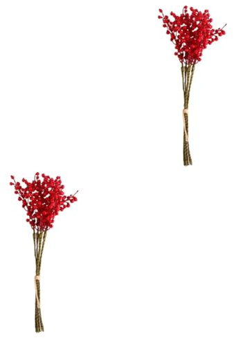Alipis 2 Pz Simulazione Piccola Bacca Bouquet Bacca Di Frutta Artificiale Steli Di Bacche Artificiali Festival Artigianato Di Festa Ramo Di Fiori Di Agrifoglio Bacche Rosse Artificiali