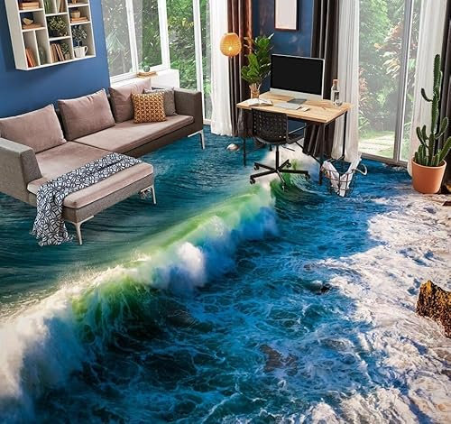 Benutzerdefinierte Boden Wasserdichte Stereo-Aufkleber 3D Ölgemälde Ozean, 400 * 280cm 3D-Bodenfliesen Aufkleber Bodenbelag Tapete Wandbild PVC Wasserdicht selbstklebende Tapete Wohnkultur