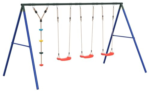 vidaXL Gungställning med gungor och klätterrep, gungställning, utomhuslekset, gungställning för barn, trädgårdsgungställning, gungställning för barn