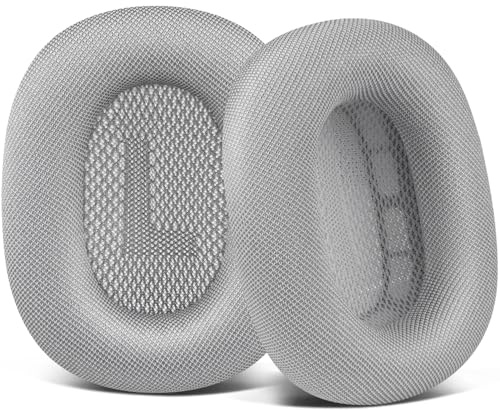 SOULWIT Almohadillas de Repuesto para Airpods MAX Over-Ear Auriculares, Almohadillas para los oídos Cojines con Tela de Malla Duradera, Espuma más Suave-Plata