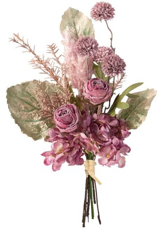 MEIVINES Flores Artificiales Ramos de Seda para Boda, Hogar, Oficina, Fiesta, Arreglo Floral y Jardín (Rosa)