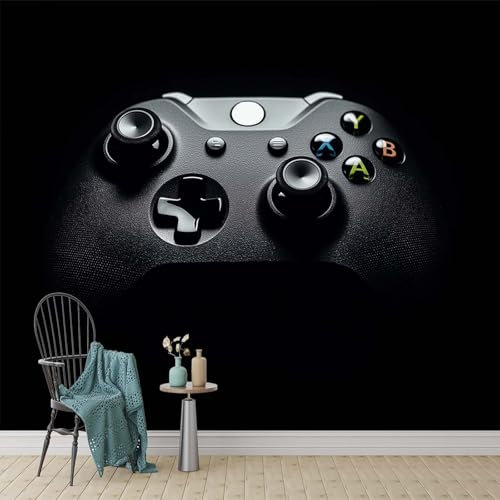 Gamer Wall Mural Black Controller Photo Wallpaper for Bedroom Nursery Living Room Decoration 150 x 105 cm Gaming Theme Home Decor