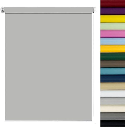 Easy Fit Tragbares Verdunkelungsrollo 40 x 80 cm Wasserdicht Polyester Thermo Rollo Fenster Rollo für Schlafzimmer Wohnzimmer Badezimmer Schwarz/Hellgrau Inklusive Installationszubehör