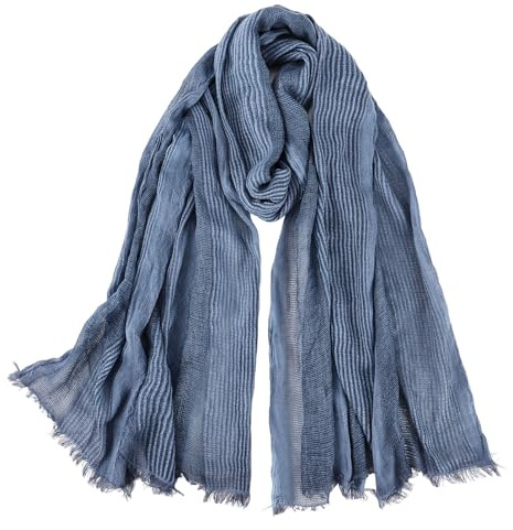 GoGou Sciarpa da uomo sciarpa calda per uomo sciarpa invernale in cotone lino sciarpe lunghe sciarpa morbida da uomo per autunno inverno, Blu, 31.5x74.8