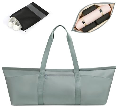 Aucuu Sporttasche Damen, Groß Yogatasche, Yogamatte Tasche, Sporttasche Damen mit Nassfach & Schuhtasche, Verstellbarer Schultergurt Yoga Tasche, Yogamattentasche, Yogatasche für Pilates Yogamatten