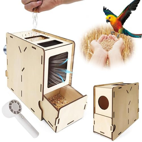 Macchina per la Pulizia dei Cereali, separatore di gusci soffiati in Legno con cassetto e asciugacapelli, separatore di gusci soffiati per mangime per Uccelli, Rimovibile, per miglio