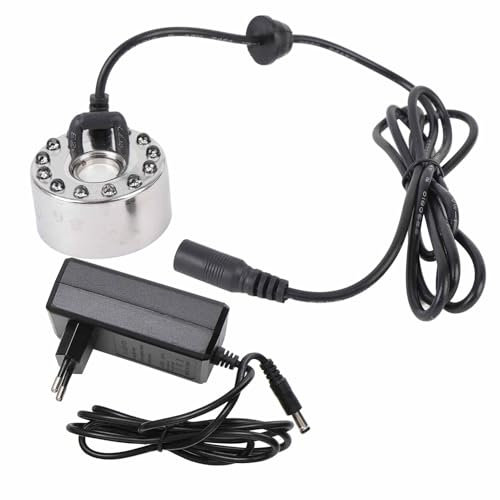 HEEPDD 12 LED Mist Maker Fountain Fogger Pond Nebelmaschine Atomizer Luftbefeuchter für Wasserspiele Halloween Geeignet (EU-Stecker)