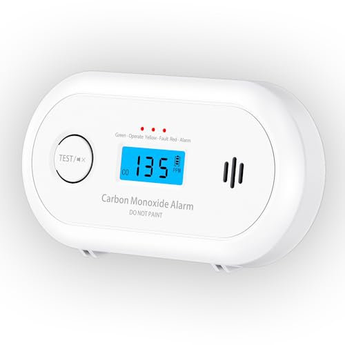 Carbon Monoxide Detector – 10-Year Sealed Battery CO Alarm with LCD Display, Carbon Monoxide Alarms for Home, EN 50291 Certified – Alertlink VC22R