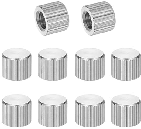 PATIKIL M6 Knurled Thumb Nuts, 10pcs 304 Stainless Steel Female Thread Type Flat Head Blind Hole Round Hand Tighten Knob Fasteners Screw Cap Adjust Lock Position, D10mm x H8mm