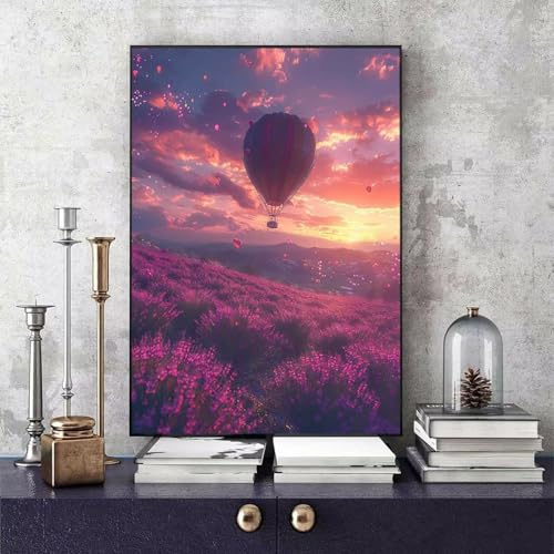 Landscape Paint by Numbers for Adults, Painting by Numbers Hot air Balloon Pattern Design DIY Color Oil Painting with 3 PaintBrush and Acrylic Paints for Room Decor, Gifts for Women 40x50cm -bby25062N