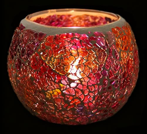 Maimeili Porte-Bougie Vintage en Verre Mosaïqué Support pour Bougies Chauffe-Plat Décoration De Table Élégante sans Bougies pour Mariage Fête Noël Et Église