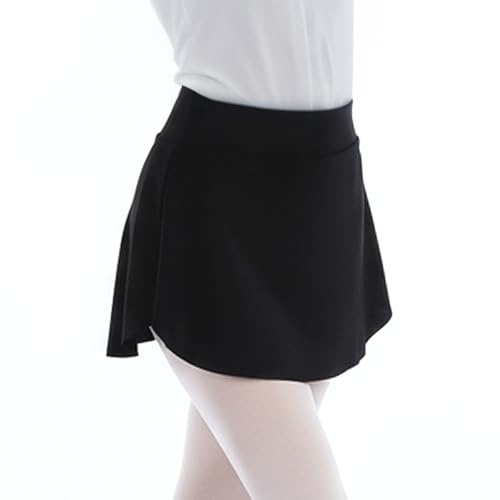 Lusofie Black Ballet Skirt with Side Split Opaque Pull On Ballet Skirts for Women Short Elastic Dance Skirt for Adult Girls(Black,M)