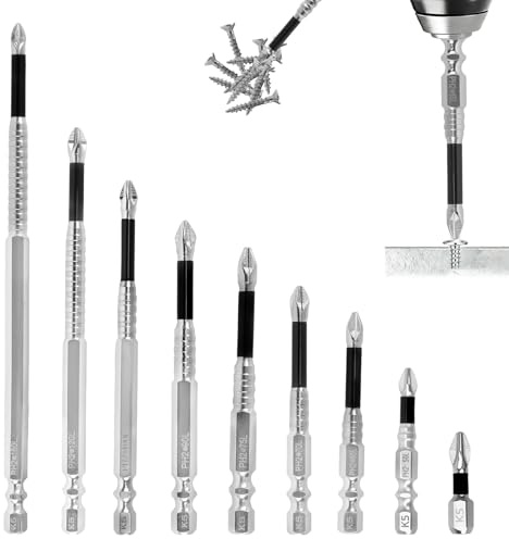 9 Pièces Jeu D'Embouts de Tournevis Magnétiques Jeu de Forets Magnétiques pour Tournevis Embout Visseuse Aimanté de 25 à 150mm Embout Aimanté pour Visseuse Bit Tournevis pour Perceuses Électriques