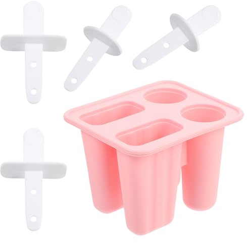 jojofuny Moule à Glace DIY en Silicone 4 Cavités Rose Moule à Glace Créatif et Pratique pour Maison Sorbets et Desserts Glacés Réutilisable et Facile à Nettoyer