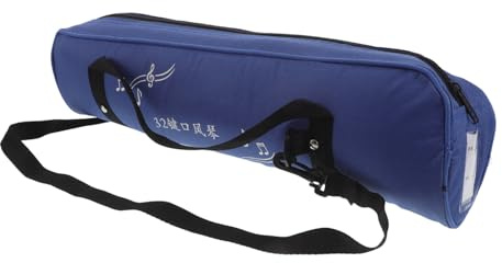 Kisangel Mundharmonika Etui Canvas 32 Tasten Melodica Tasche Klein Blau mit Tragegriff für Musiker Reiseaufbewahrung
