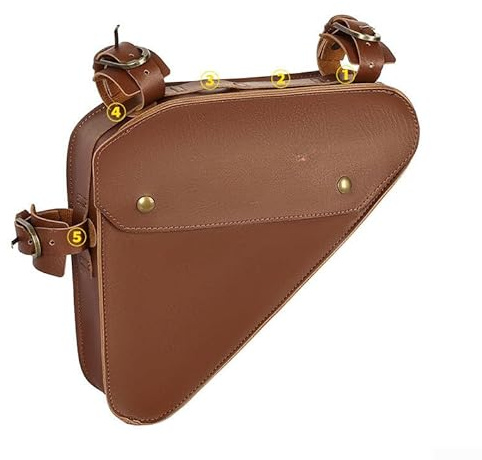 Borsa da telaio in pelle vintage, triangolare, con fibbia magnetica, per mountain bike, città, pendolari, ciclismo, colore marrone (683)