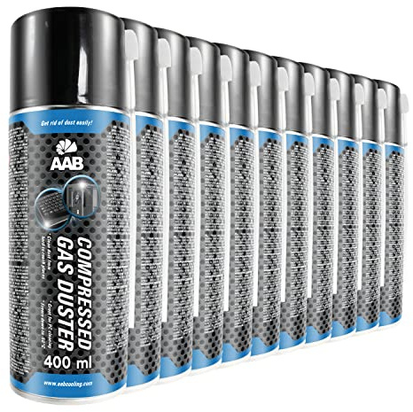 AABCOOLING Druckluftspray 11 x 400ml, Druckgasreiniger, Druckluft aus der Dose für Tastatur, PC, Keyboard, Bildschirme, Kopierer, Luftdruckspray, Druckluftreiniger, Reinigungsspray