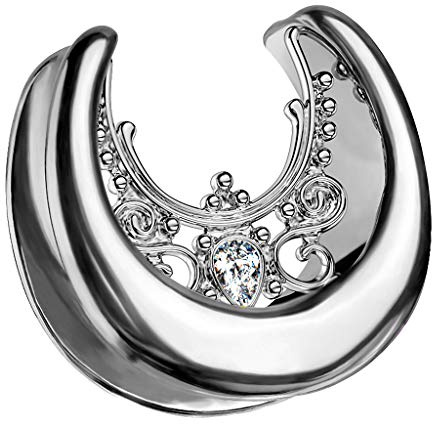 Halbrunder Flesh Tunnel Spreader Ohr Plug Ohrring Piercing Tribal Kristall